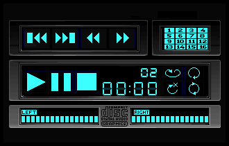 On-Screen CD player display that shows when the video output is pumped into a TV